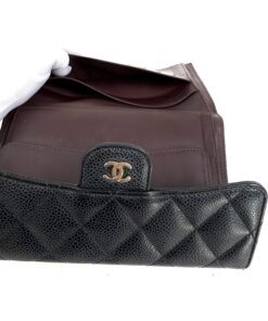 Chanel Large Black Caviar Flap Wallet Silver Hardware 8