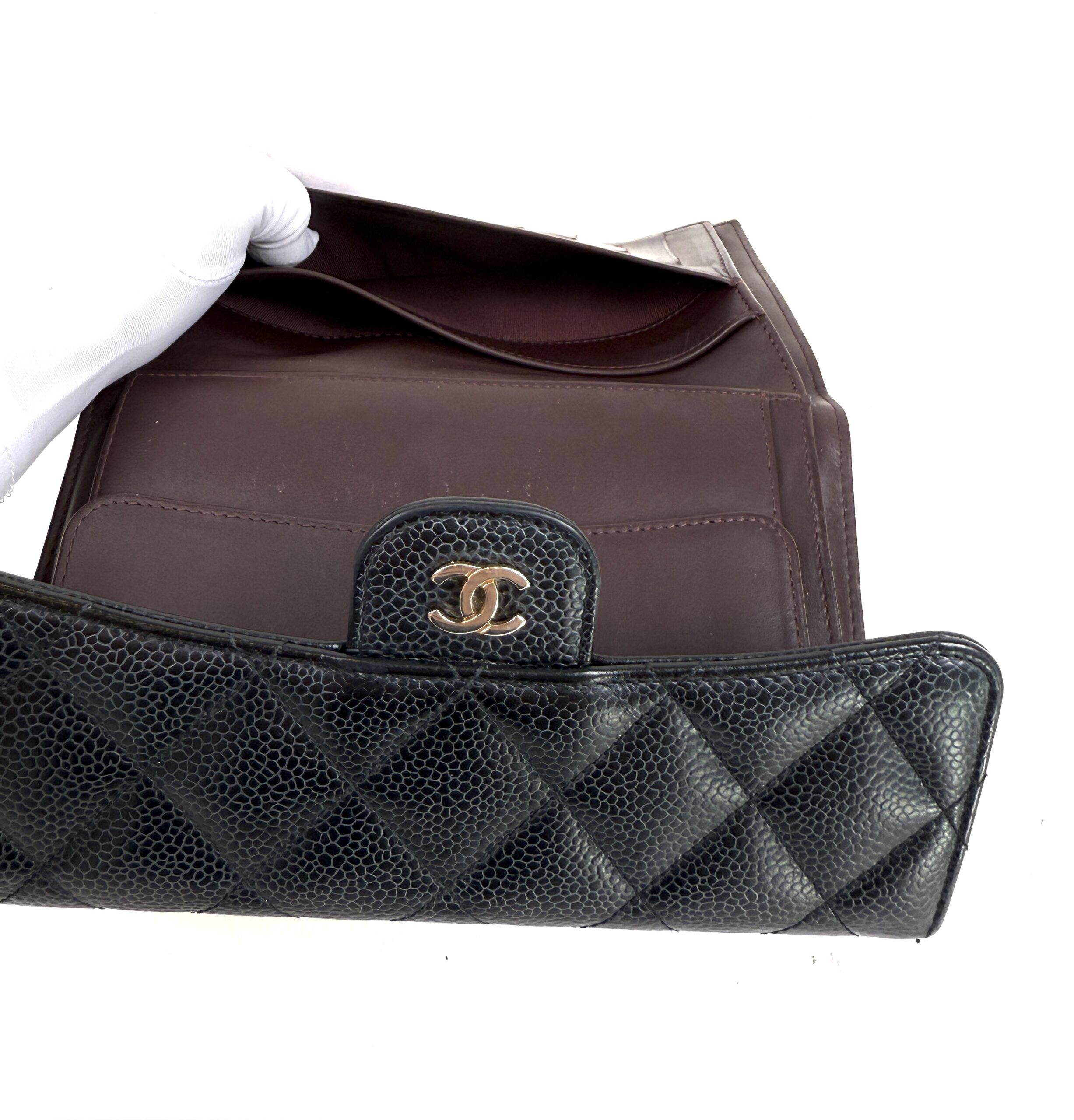 Chanel Large Black Caviar Flap Wallet Silver Hardware 9 Chanel Large Black Caviar Flap Wallet Silver Hardware 8