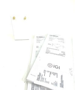 Fancy Vivid Yellow 2.05 Carat Lab Grown Pear Shape Pierced Earrings 14K Yellow Gold 5