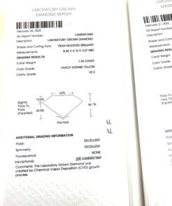 Fancy Vivid Yellow 2.05 Carat Lab Grown Pear Shape Pierced Earrings 14K Yellow Gold 6