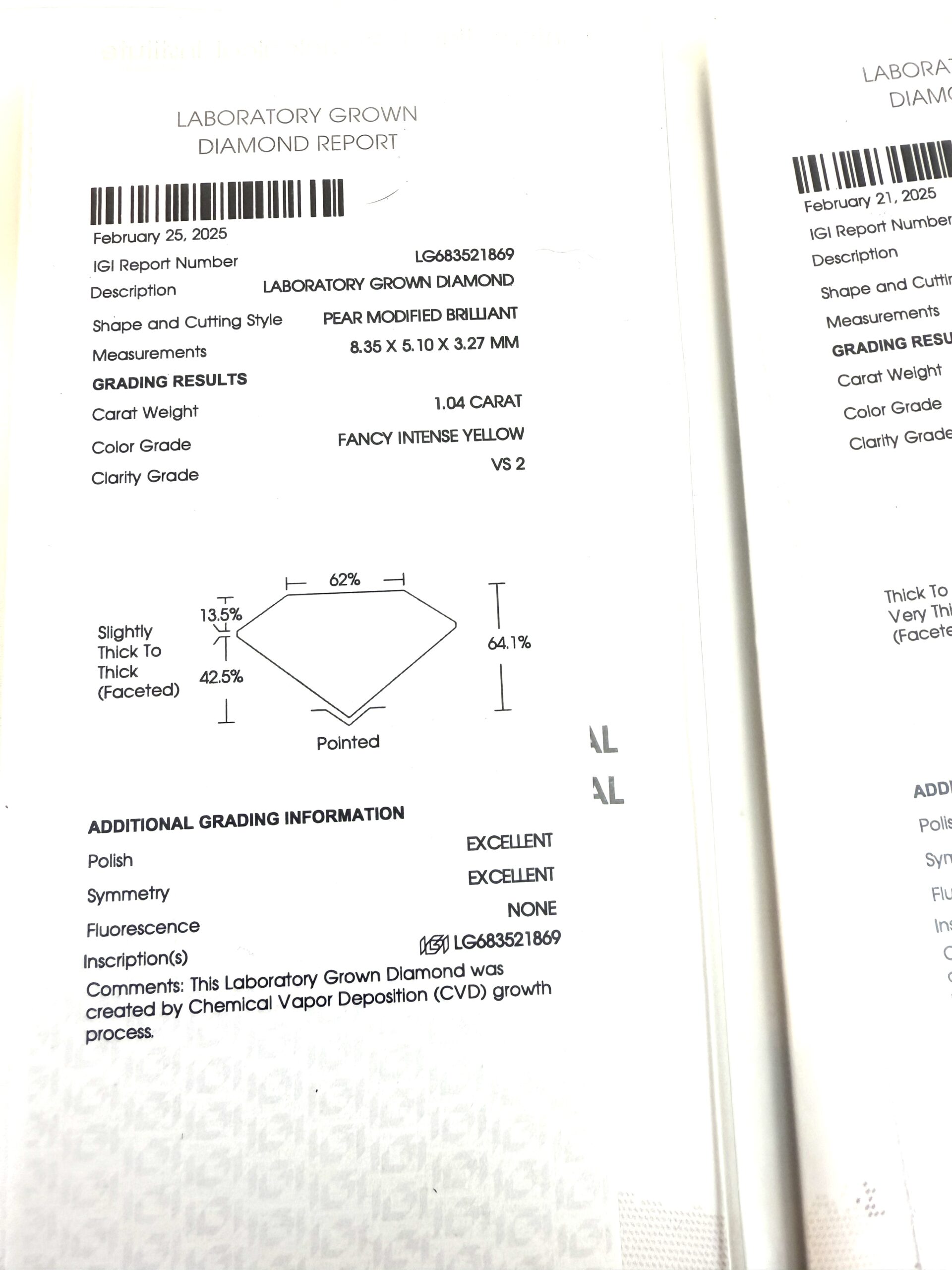 Fancy Vivid Yellow 2.05 Carat Lab Grown Pear Shape Pierced Earrings 14K Yellow Gold 6 Fancy Vivid Yellow 2.05 Carat Lab Grown Pear Shape Pierced Earrings 14K Yellow Gold 6