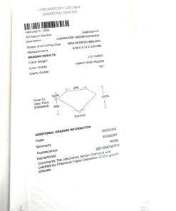 Fancy Vivid Yellow 2.05 Carat Lab Grown Pear Shape Pierced Earrings 14K Yellow Gold 7