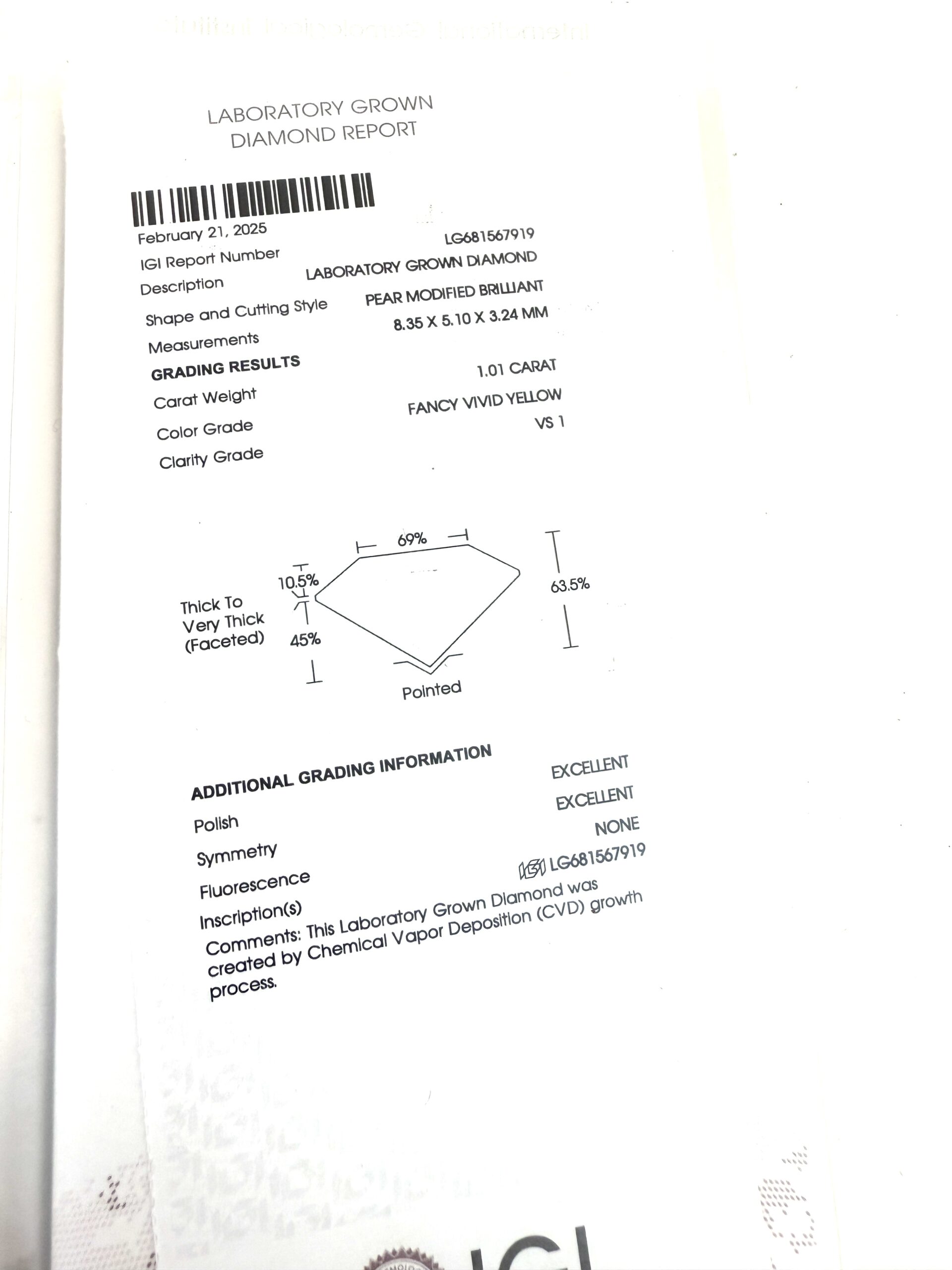 Fancy Vivid Yellow 2.05 Carat Lab Grown Pear Shape Pierced Earrings 14K Yellow Gold 7 Fancy Vivid Yellow 2.05 Carat Lab Grown Pear Shape Pierced Earrings 14K Yellow Gold 7