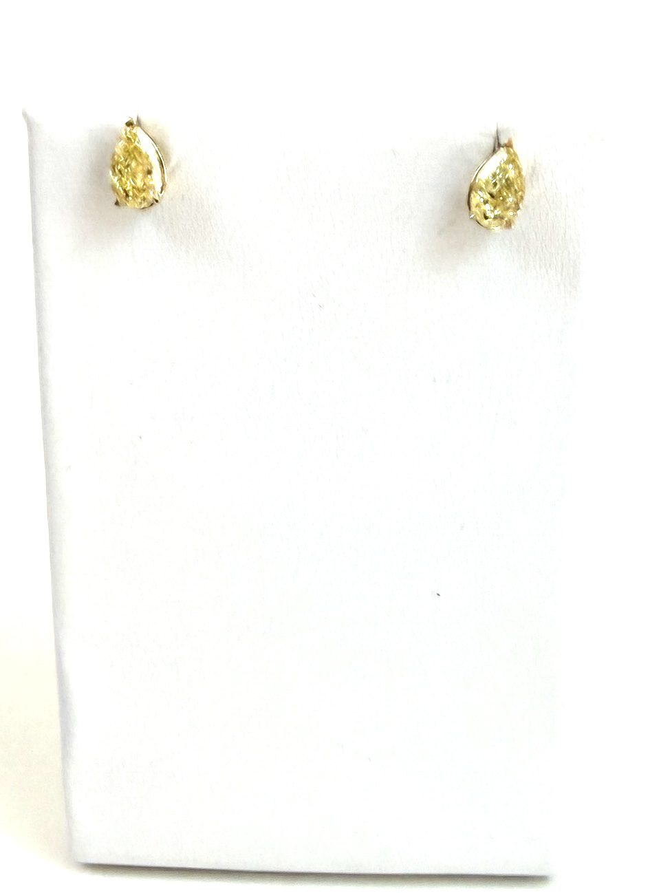 Fancy Vivid Yellow 2.05 Carat Lab Grown Pear Shape Pierced Earrings 14K Yellow Gold Fancy Vivid Yellow 2.05 Carat Lab Grown Pear Shape Pierced Earrings 14K Yellow Gold 2