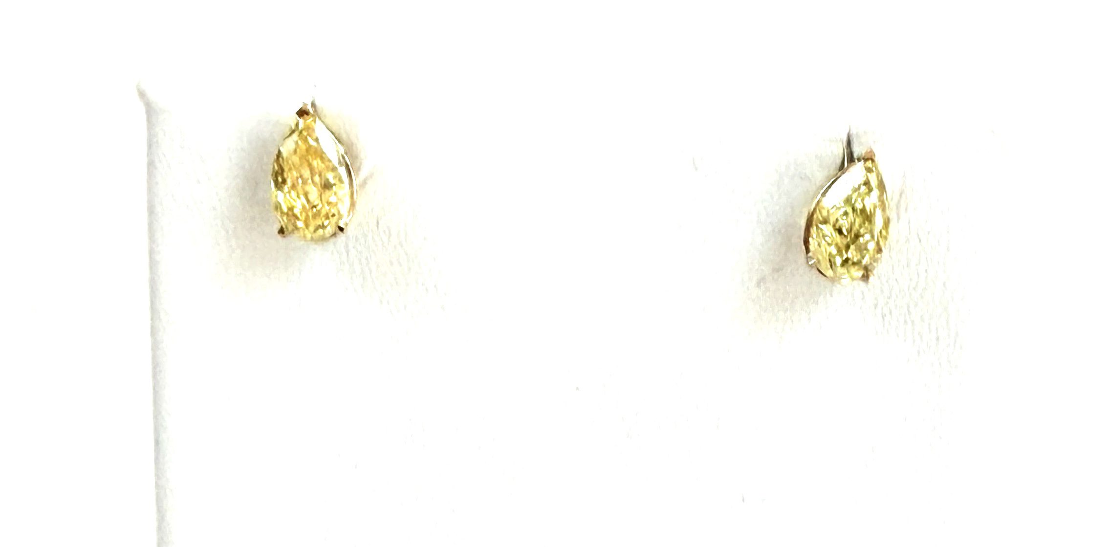 Fancy Vivid Yellow 2.05 Carat Lab Grown Pear Shape Pierced Earrings 14K Yellow Gold 3 Fancy Vivid Yellow 2.05 Carat Lab Grown Pear Shape Pierced Earrings 14K Yellow Gold 3
