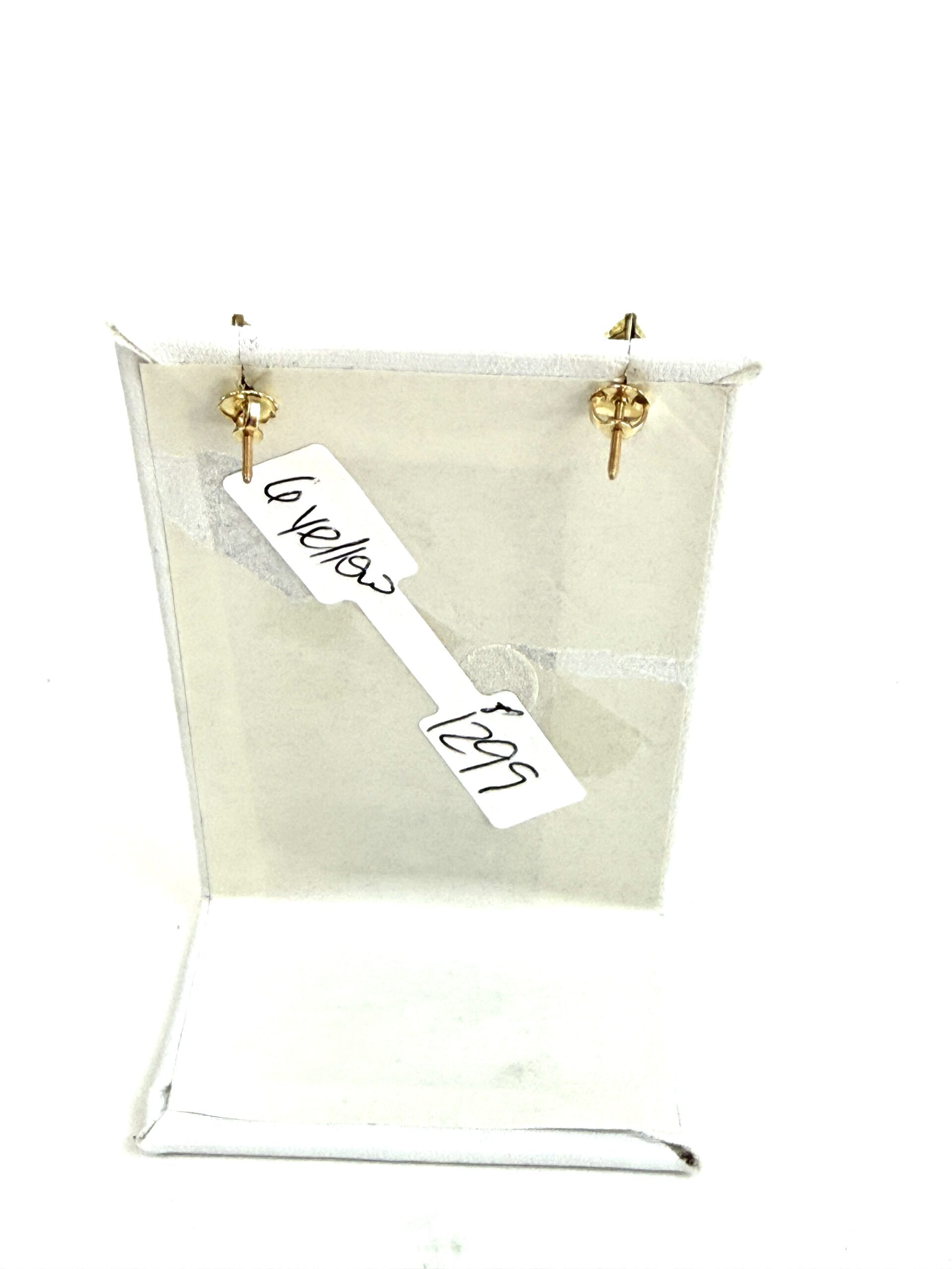 Fancy Vivid Yellow 2.05 Carat Lab Grown Pear Shape Pierced Earrings 14K Yellow Gold 4 Fancy Vivid Yellow 2.05 Carat Lab Grown Pear Shape Pierced Earrings 14K Yellow Gold 4