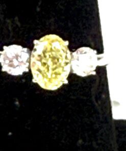 Fancy Vivid Yellow 2 TCW Oval Brilliant Ring 14K White Gold 3