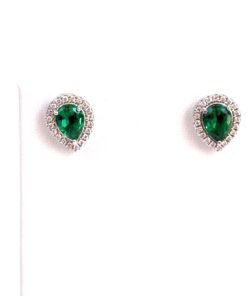 3.09 Carat Lab Emerald Earrings 14k White Gold 5
