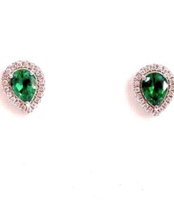 3.09 Carat Lab Emerald Earrings 14k White Gold 6