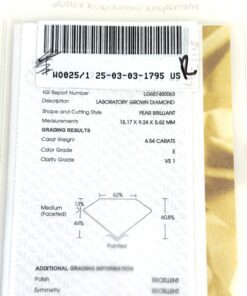 5.45 Carat Lab Grown Pear Brilliant Diamond Engagement Ring 14K White Gold 8