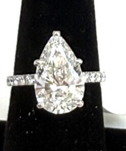 5.45 Carat Lab Grown Pear Brilliant Diamond Engagement Ring 14K White Gold 3