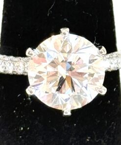 5.77 Carat Lab Grown Round Brilliant Diamond Engagement Ring 14K White Gold 3