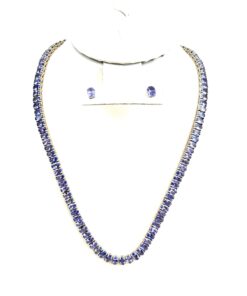 50 Carat Natural Tanzanite 18″ Necklace in .925 Sterling Silver and Matching 2 Carat Earrings Set 3