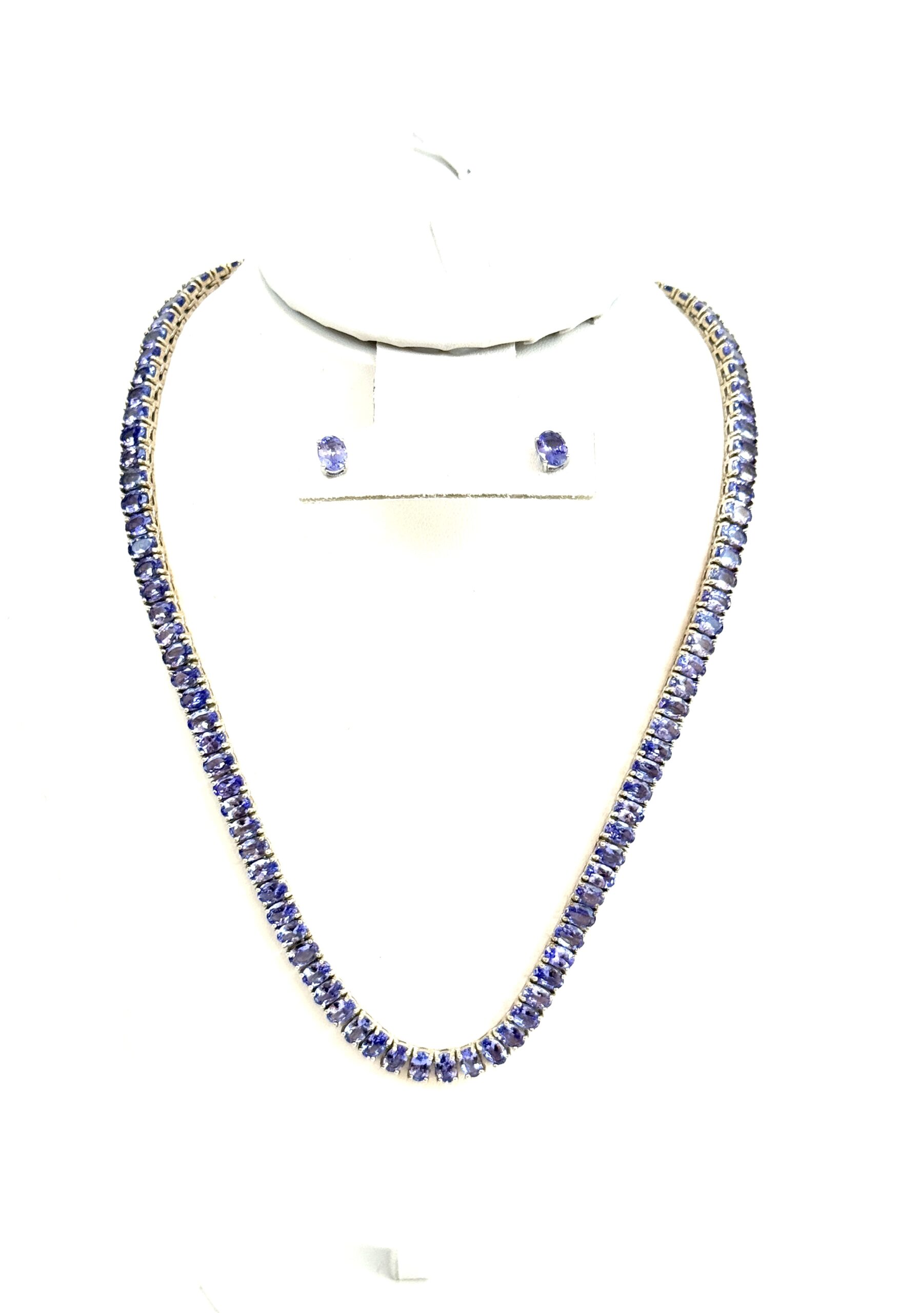 50 Carat Natural Tanzanite 18″ Necklace in .925 Sterling Silver and Matching 2 Carat Earrings Set 3 50 Carat Natural Tanzanite 18″ Necklace in .925 Sterling Silver and Matching 2 Carat Earrings Set 3