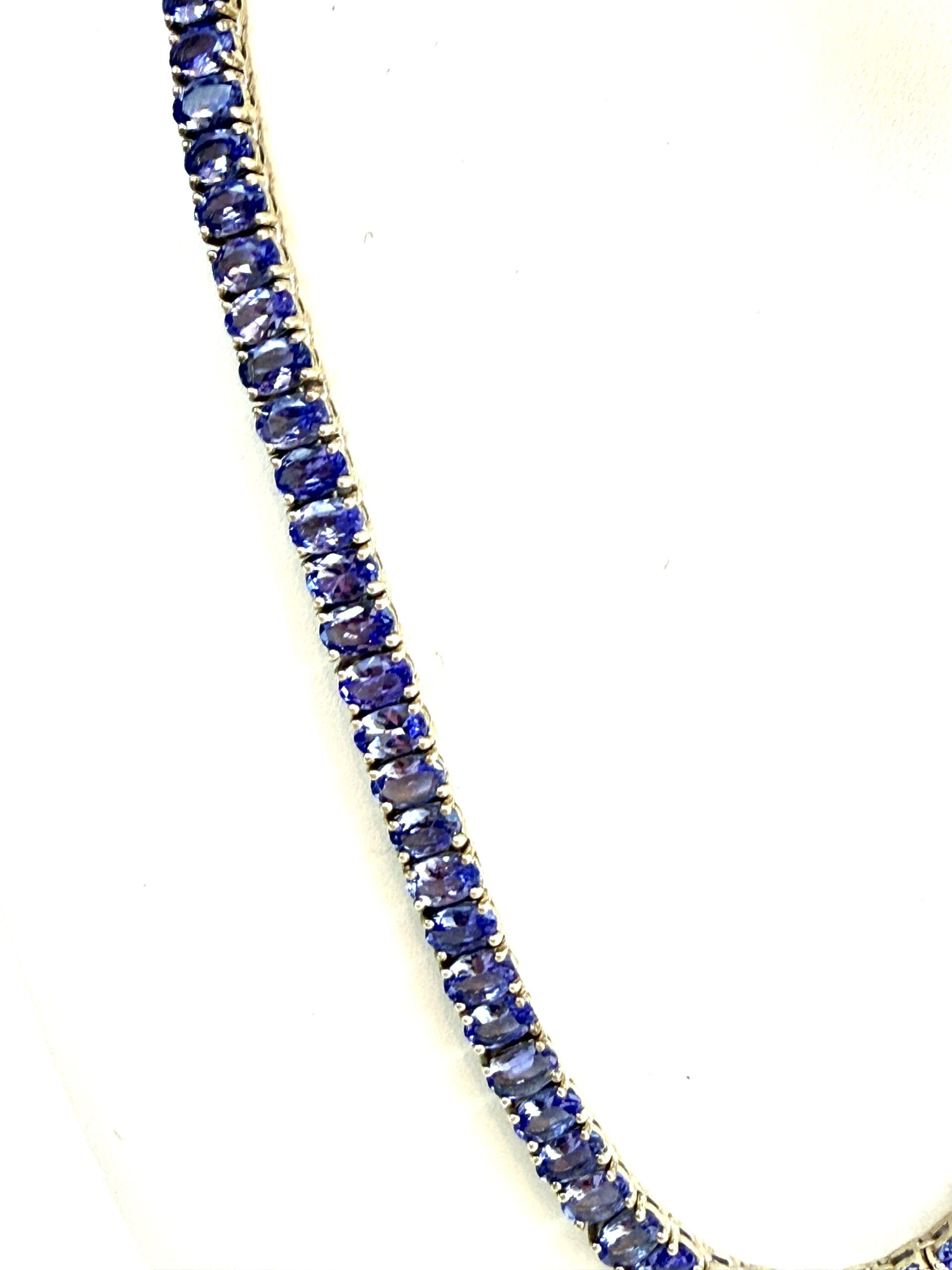 50 Carat Natural Tanzanite 18″ Necklace in .925 Sterling Silver and Matching 2 Carat Earrings Set 5 50 Carat Natural Tanzanite 18″ Necklace in .925 Sterling Silver and Matching 2 Carat Earrings Set 5