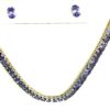 Necklace with a pair of matching tanzanite studs above it