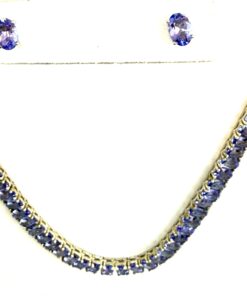 50 Carat Natural Tanzanite 18″ Necklace in .925 Sterling Silver and Matching 2 Carat Earrings Set 6