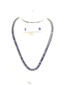 50 Carat Natural Tanzanite 18″ Necklace in .925 Sterling Silver and Matching 2 Carat Earrings Set 2