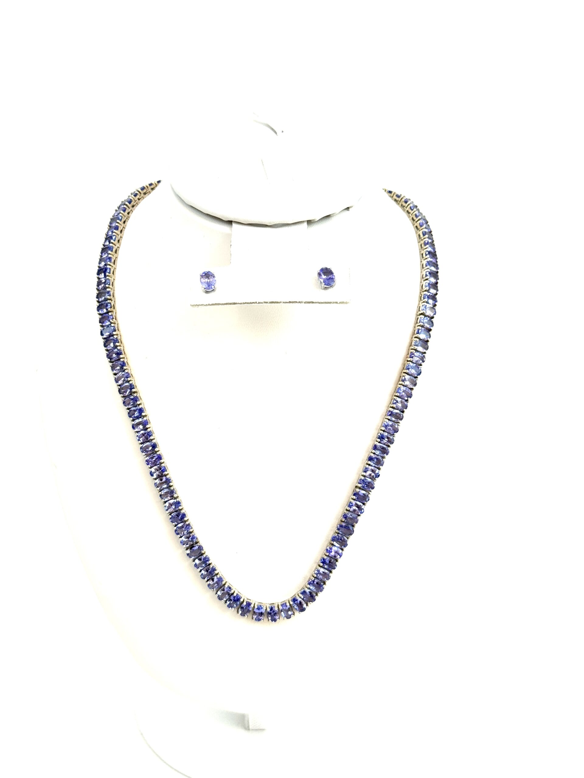 50 Carat Natural Tanzanite 18″ Necklace in .925 Sterling Silver and Matching 2 Carat Earrings Set 2 50 Carat Natural Tanzanite 18″ Necklace in .925 Sterling Silver and Matching 2 Carat Earrings Set 2