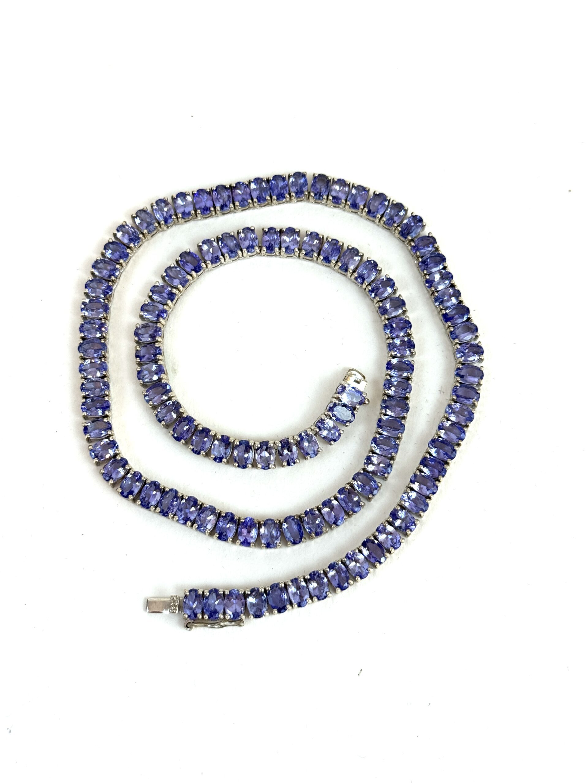 50 Carat Natural Tanzanite 18″ Necklace in .925 Sterling Silver and Matching 2 Carat Earrings Set 9 50 Carat Natural Tanzanite 18″ Necklace in .925 Sterling Silver and Matching 2 Carat Earrings Set 9
