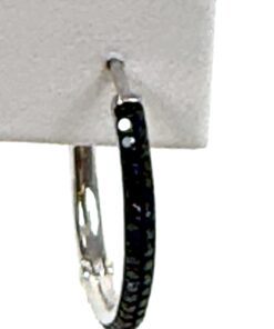 Black Lab Diamond Hoop Huggie Earrings In .925 Sterling Silver 5