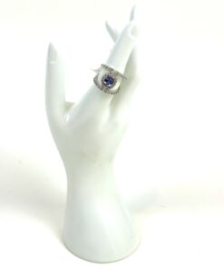 Natural White Zircon and Tanzanite and .925 Sterling Silver Cocktail Ring 3