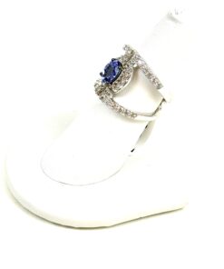 Natural White Zircon and Tanzanite and .925 Sterling Silver Cocktail Ring 5