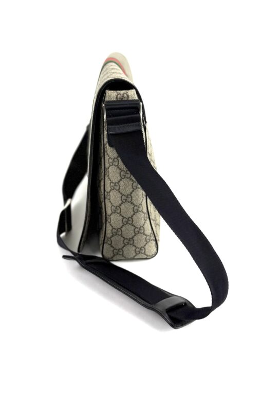 Gucci Supreme Monogram Web Flap Messenger Bag Black - Image 6