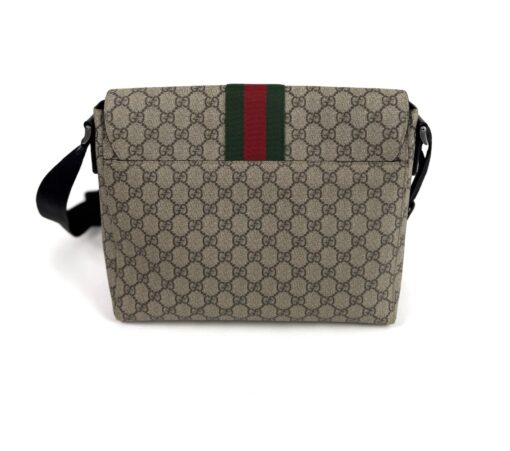 Gucci Supreme Monogram Web Flap Messenger Bag Black - Image 2