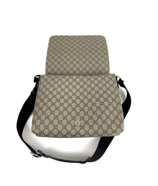 Gucci Supreme Monogram Web Flap Messenger Bag Black - Image 9
