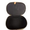 Lid opened to show the black lining and the frame