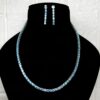 Blue Topaz Gemstone Sterling Silver .925 necklace and Earrings Set