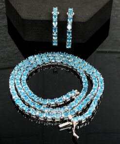 Alternative view of Blue Topaz Gemstone Sterling Silver .925 necklace and Earrings Set