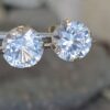 10K Yellow Gold 7MM Lab White Sapphire Studs 2 Carat
