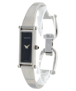 Ladies Gucci 1500L Silver Stainless Steel Watch Quartz Black Face 10
