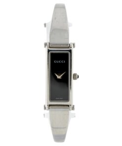 Ladies Gucci 1500L Silver Stainless Steel Watch Quartz Black Face 3