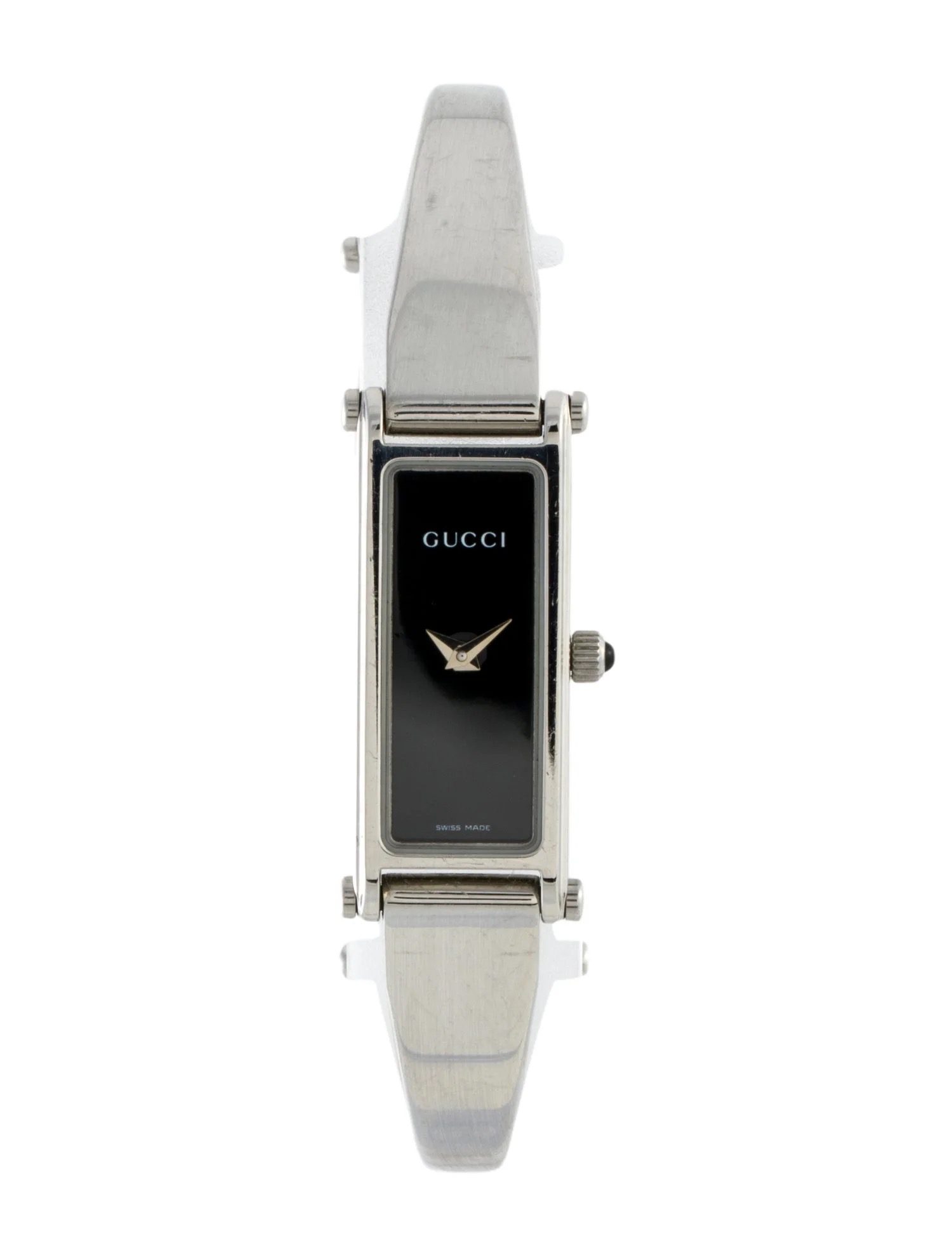 Ladies Gucci 1500L Silver Stainless Steel Watch Quartz Black Face 3 Ladies Gucci 1500L Silver Stainless Steel Watch Quartz Black Face 3