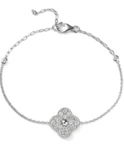 1.11 Carat Lab Diamond 6-8″ Bracelet .925 Sterling Silver Flower 1