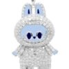 Labubu Daddy Bu .925 Sterling Silver Rhodium 18″ Necklace Blue Face 2.5 Carat Lab Diamonds 7