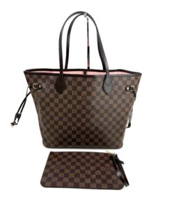 Louis Vuitton Ebene Neverfull MM Tote and Pouch Set with Rose Ballerine Interior 3
