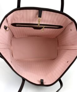 Louis Vuitton Ebene Neverfull MM Tote and Pouch Set with Rose Ballerine Interior 5