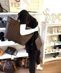 Louis Vuitton Ebene Neverfull MM Tote and Pouch Set with Rose Ballerine Interior 2