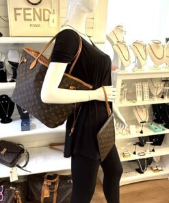 Louis Vuitton Neverfull MM Monogram with Light Pink and Pouch Set 2