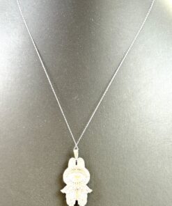 Labubu Daddy Bu .925 Sterling Silver Rhodium 18″ Necklace Pink Face 2.5 Carat Lab Diamonds 5