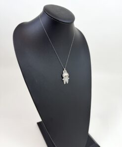 Labubu Daddy Bu .925 Sterling Silver Rhodium 18″ Necklace Peach Face 2.5 Carat Lab Diamonds 6