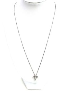 Natural Sapphire Opal Cross .02 Natural Diamond Pendant Necklace 10k White gold 18″ 5