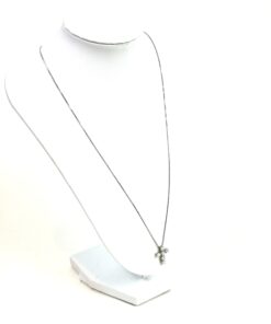 Natural Sapphire Opal Cross .02 Natural Diamond Pendant Necklace 10k White gold 18″ 3