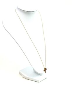 Natural Ruby Cross .02 Natural Diamond Pendant Necklace 10K Yellow Gold 18″ 2