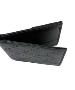 Gucci Guccissima New Britt Bi-Fold Wallet Blaclk Leather SHW 7
