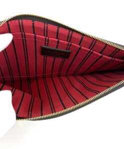 Louis Vuitton Damier Ebene Canvas Neverfull Pochette Cerise Red 3